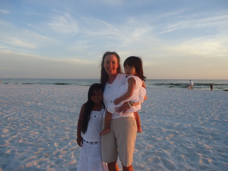 Kasen, Karis and Mommy on the beach